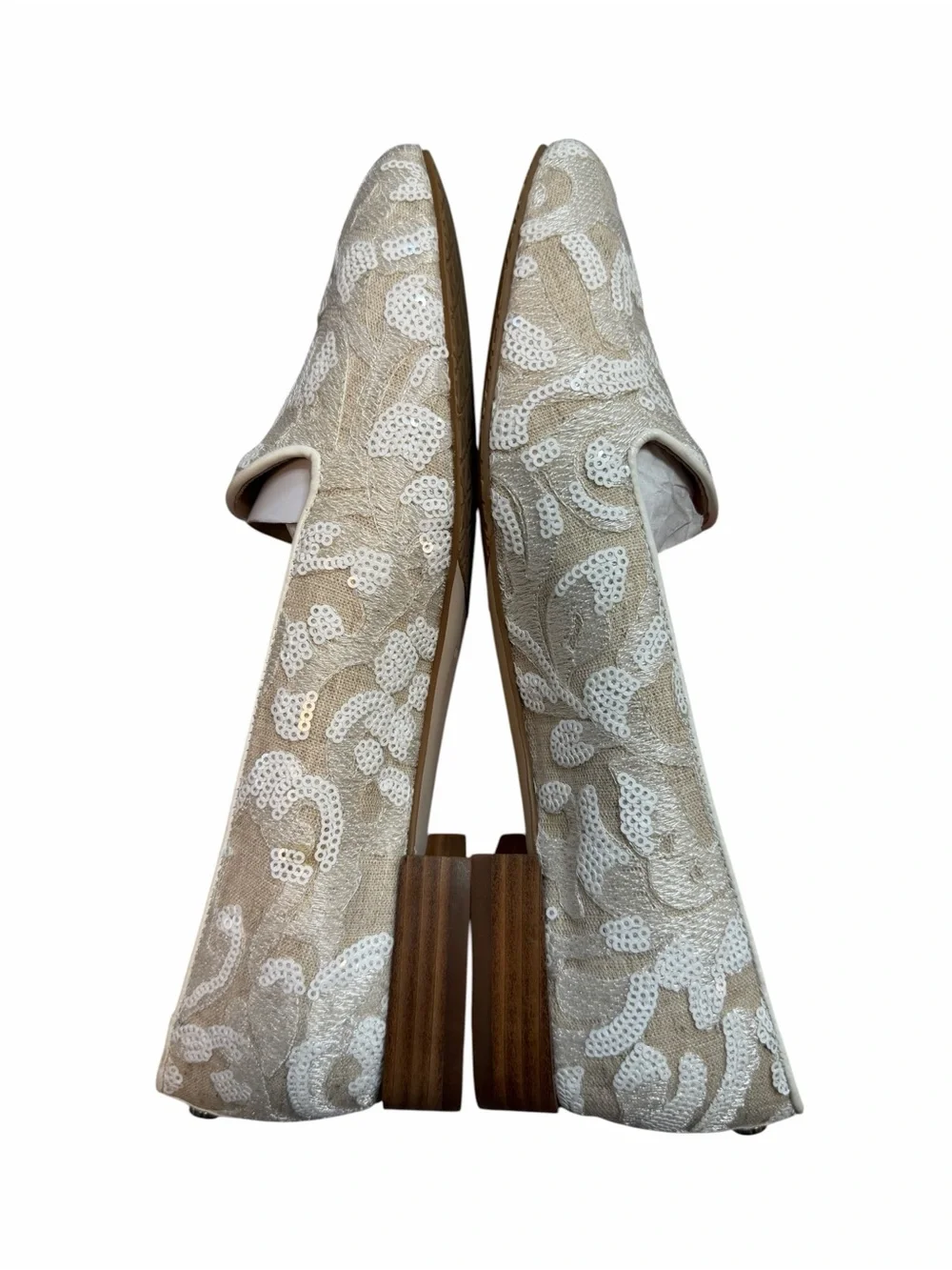 Donald‎ J. Pliner Reena Sequin Embellished Loafer Flat In Natural NWOB Size 8.5